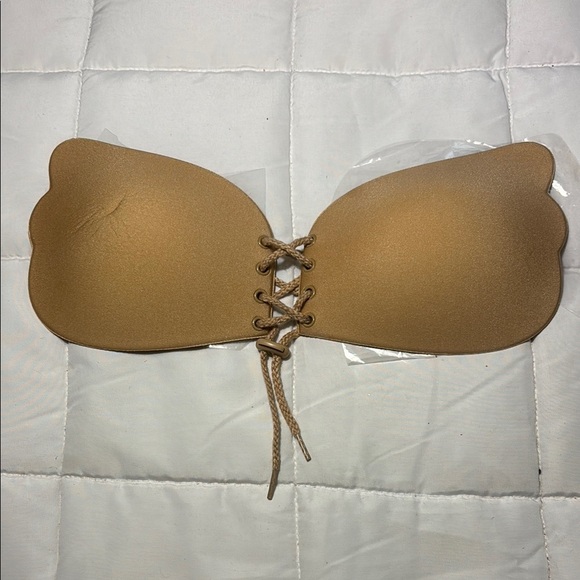Tan Lace-Up Strapless Backless Stick-on Bra - Picture 1 of 6